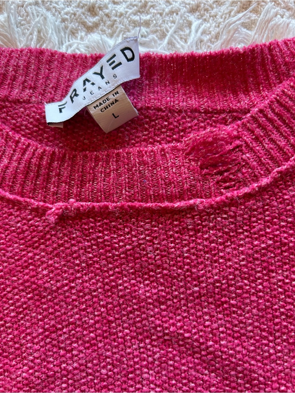 Frayed Jeans Distressed Crewneck Sweater - Women - Picture 5 of 9